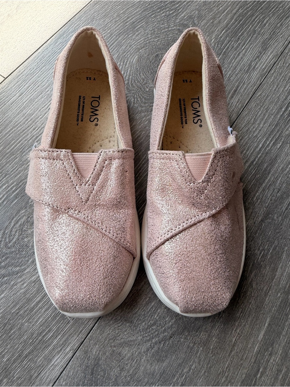 TOMS Light Pink Glitter Slip-On Casual Shoe